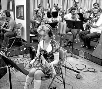 Kaye in the recording studio