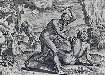 Cain murdering Abel, Johann Sadeler, 1576