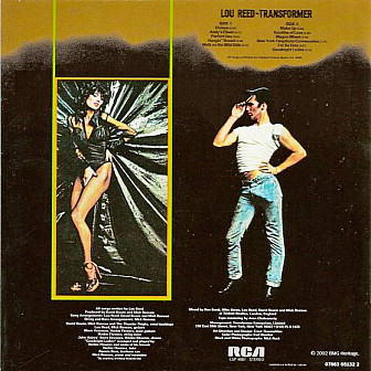 <i>Or are you just happy to see me?</i> Back cover of the <i>Transformer</i> album showing model Gala Mitchell and Reed's friend Ernie Thormahlen.