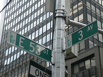 The streetcorner of 53rd and 3rd, New York City