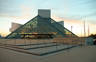 The Rock and Roll Hall of Fame at sunset, Cleveland, Ohio