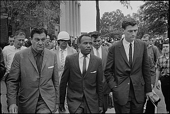 Meredith being escorted onto campus by John Doar (right)<br>Photo: Library of Congress