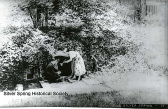 Partaking of a Sip from the Silver Spring, June 21, 1917<br>Photo: Silver Spring Historical Society