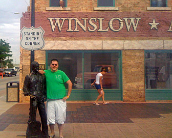 Standing on the corner in Winslow, Arizona, one of the most popular photo ops in the Southwest.<br>Photo: <a href="https://www.flickr.com/photos/dapengi/" target="_blank">Joshua</a>, via Flickr, CC 2.0