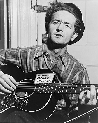 Woody Guthrie in New York City, circa 1943<br>(Library of Congress)